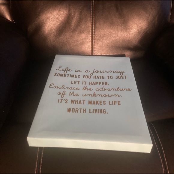 Wall Art - Blue canvas with“Life is a journey” Message in Gold Lettering - Picture 7 of 11